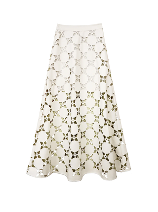 Elizabeth Skirt - White Laser Cut Leather