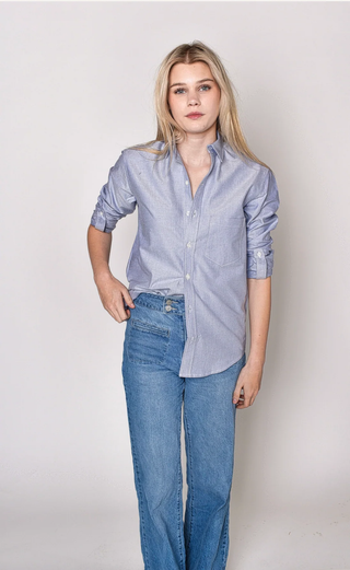 Blue Oxford Girlfriend Button Down Shirt