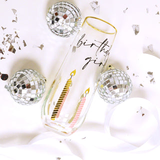 Multi Birthday Girl Stemless Champagne Glass