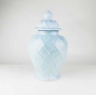 Light Blue Textured Ginger Jar - Large