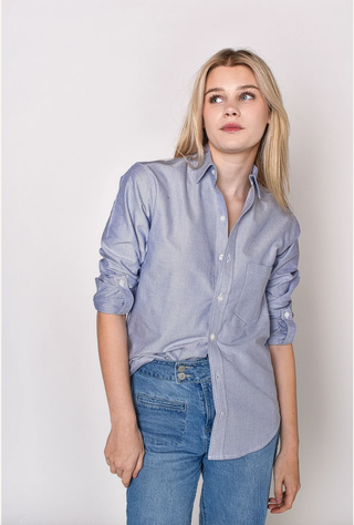 Blue Oxford Girlfriend Button Down Shirt