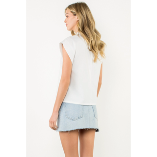 Barbra Mock Neck Top - White