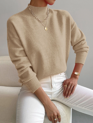 Mock Neck Long Sleeve Knit Sweater