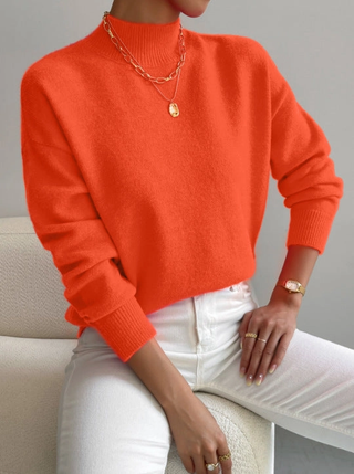 Mock Neck Long Sleeve Knit Sweater