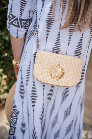 Ivy Straw Clutch- Gold Charm