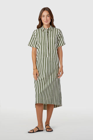 CITY DRESS - CHIVE STRIPE