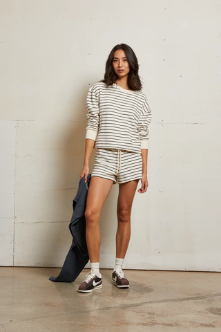 Layla - Stripe French Terry Short - Natural/Night Stripe