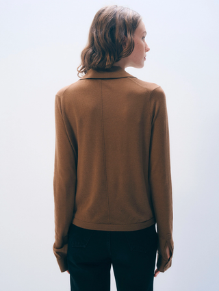 Superfine Merino Polo - Burnt Caramel