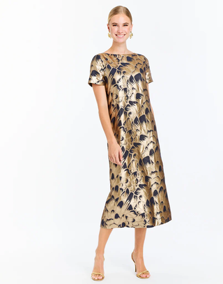 Adria Midi Dress - Navy / Gold