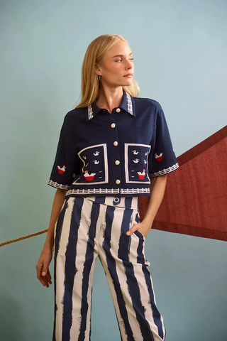 Juno Pant - Lighthouse Stripe Navy