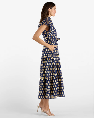 Mirabella Dress - Foulard Border Navy Gold