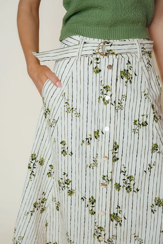 Haven Skirt - Pinstripe Floral