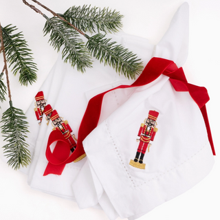 4 Piece Set Nutcracker Embroidered Dinner Napkins