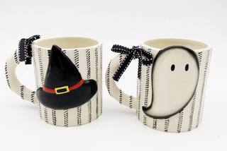 Black & White Ticking Halloween Mugs