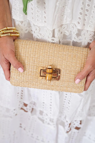 Lilly - Straw Clutch - Bamboo Toggle