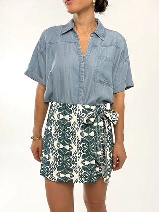 Sage Linen Skort - Teal