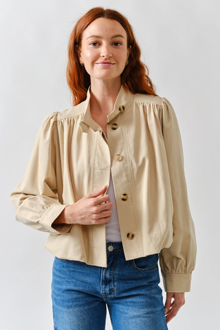 London Short Ballon Trench Jacket - Khaki
