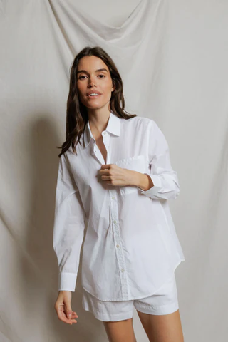 Avalon Cotton Poplin Slim Fit Button Down - White