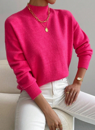 Mock Neck Long Sleeve Knit Sweater