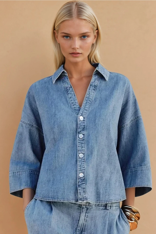 Oversized Denim Shirt - Blue