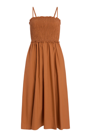 Smocked Dress - Brown