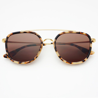 Weston Acetate Round Unisex Sunglasses - Milky Tortoise / Brown
