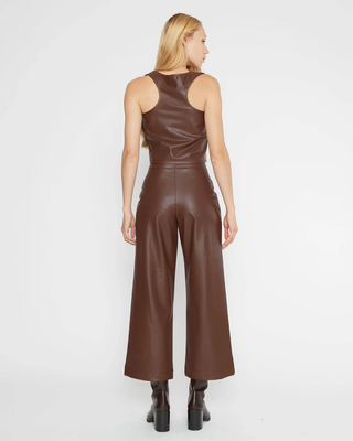 Cropped Vegan Leather Straight Leg Pant