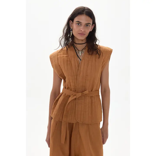 Smith Linen Vest - Caramel