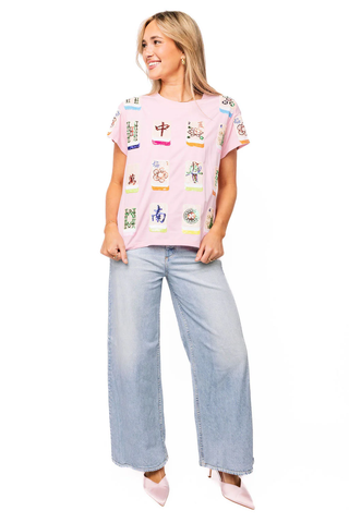 Light Pink Scattered Mahjong Tee
