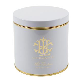 Round Candle Tin 18 oz - White Christmas