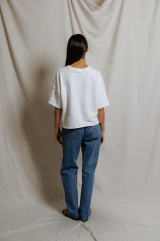 Ezra Loose Short Sleeve Sweatshirt - White