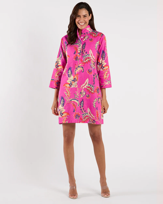 Helen Dress - Feathered Floral Pink Gold