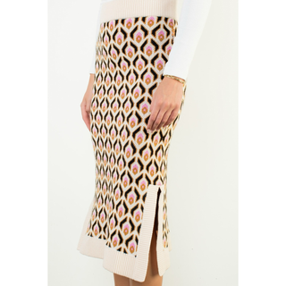 Jackie - Geometric Jacquard Knit Midi Skirt