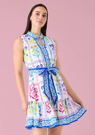 LORINA DRESS- WHITE MULTI FLORAL STAMP