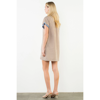 Picnic Party Gingham Mini Dress - Brown