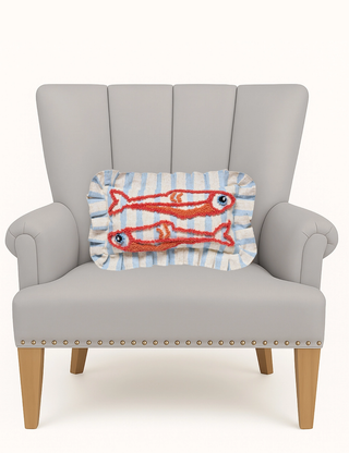 Coastal Sardines Tufted Hook Pillow