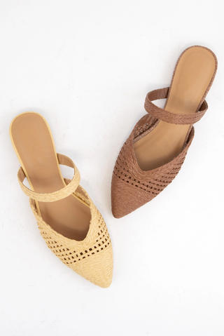 ELADIO POINTED TOE RAFFIA MULE - Beige