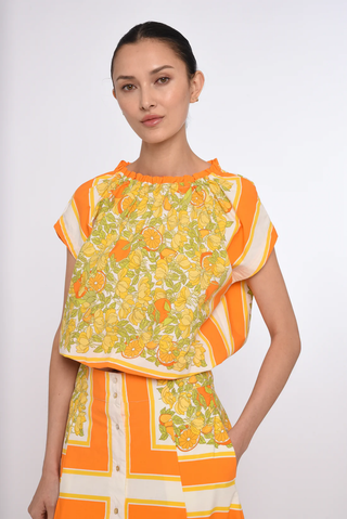 Cammie Top - Orange Blossom Print