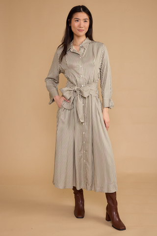 Miles Dress - Olive Grove Stripe