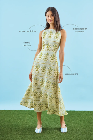 Faith Dress - Green Trellis