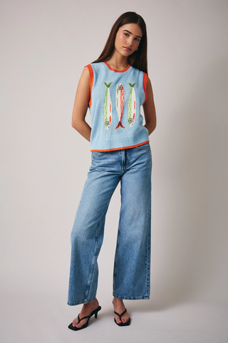 Round Neck Fish Sweater Vest