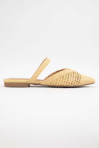 ELADIO POINTED TOE RAFFIA MULE - Beige
