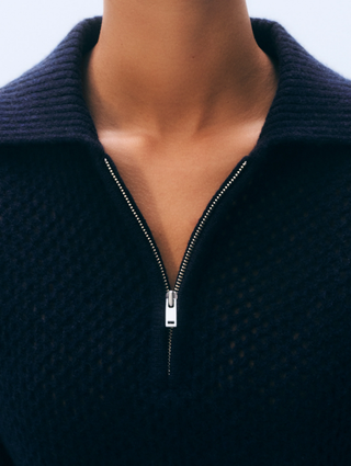 Cashmere Mesh Polo - Navy