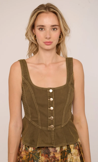 Eva Top - Ivy Green Denim