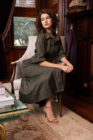 Justine Dress - Green Check