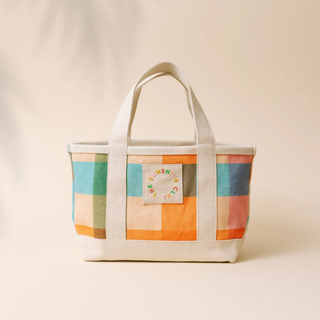 Mini Rainbow Plaid Canvas Tote