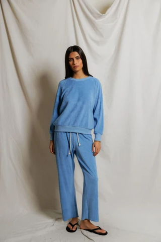 Eliana Terry Drawstring Pant - Pacific Blue