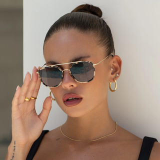 Weston Acetate Round Unisex Sunglasses - Milky Tortoise / Brown
