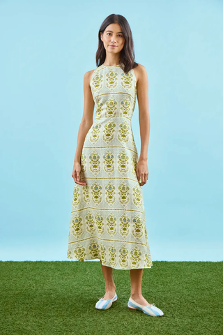 Faith Dress - Green Trellis