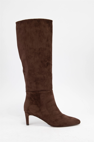 Joanna Faux Suede Pointed Toe Tall Boots - Brown